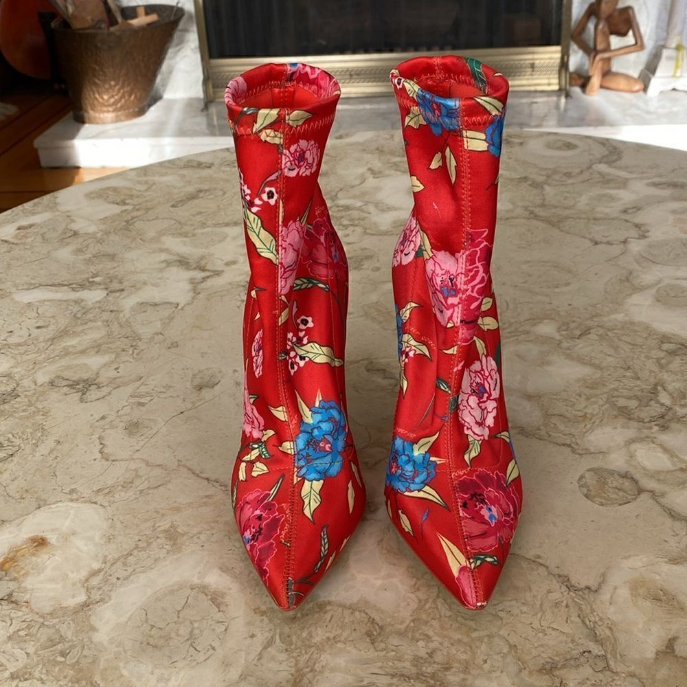 NWOT Aldo Cirelle Stiletto Sock Booties Floral Print - Picture 5 of 13